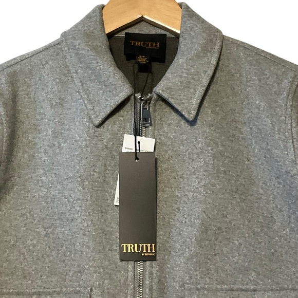 TRUTH sz Small Square Jacket Full Zip Snap Pockets Collared Cropped Gray NWT - Picture 7 of 11